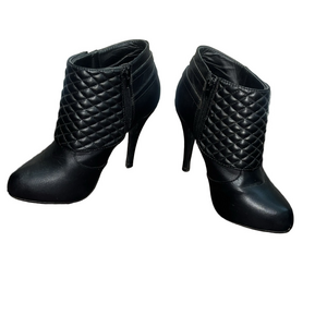 marbella Black Woven High Heel Ankle Booties